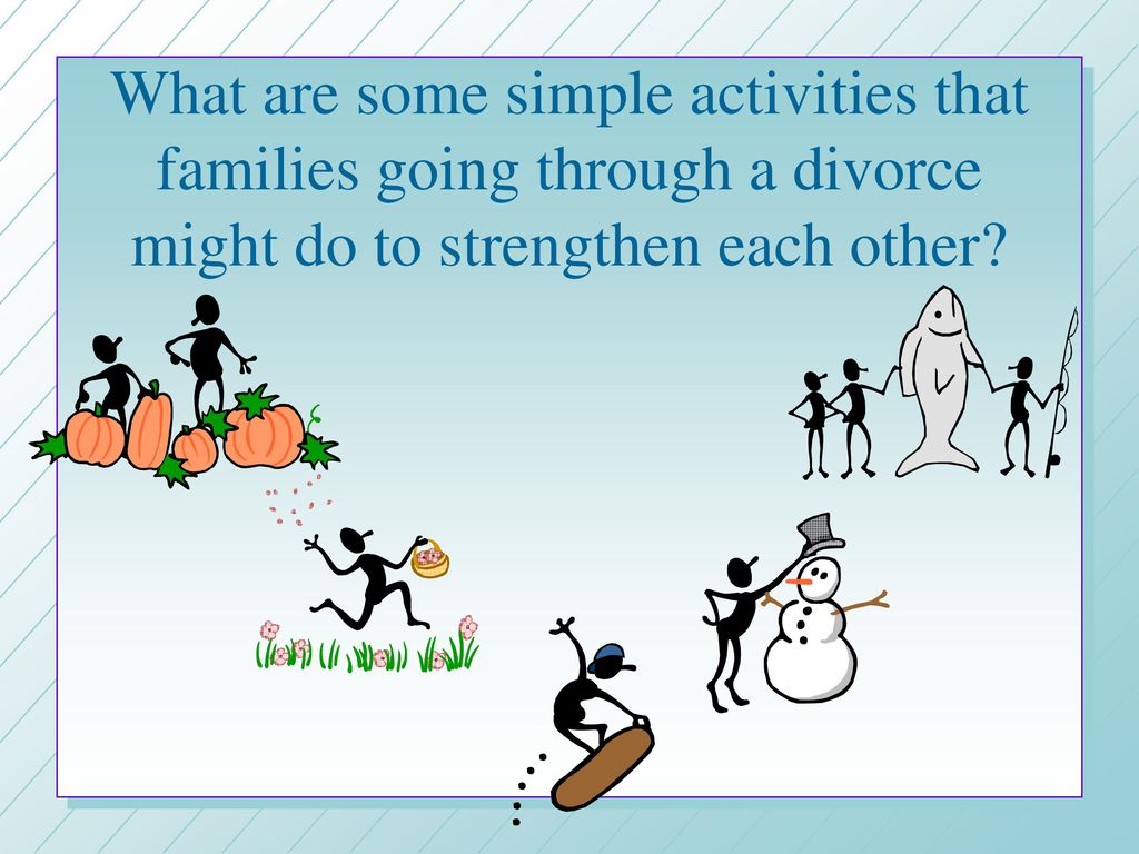 What are some simple activities that families going through a divorce might do to strengthen each other