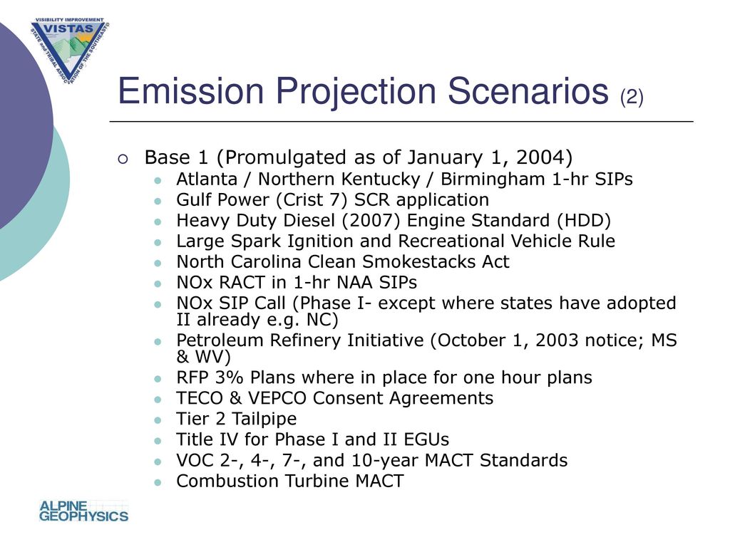 Emission Projection Scenarios (2)