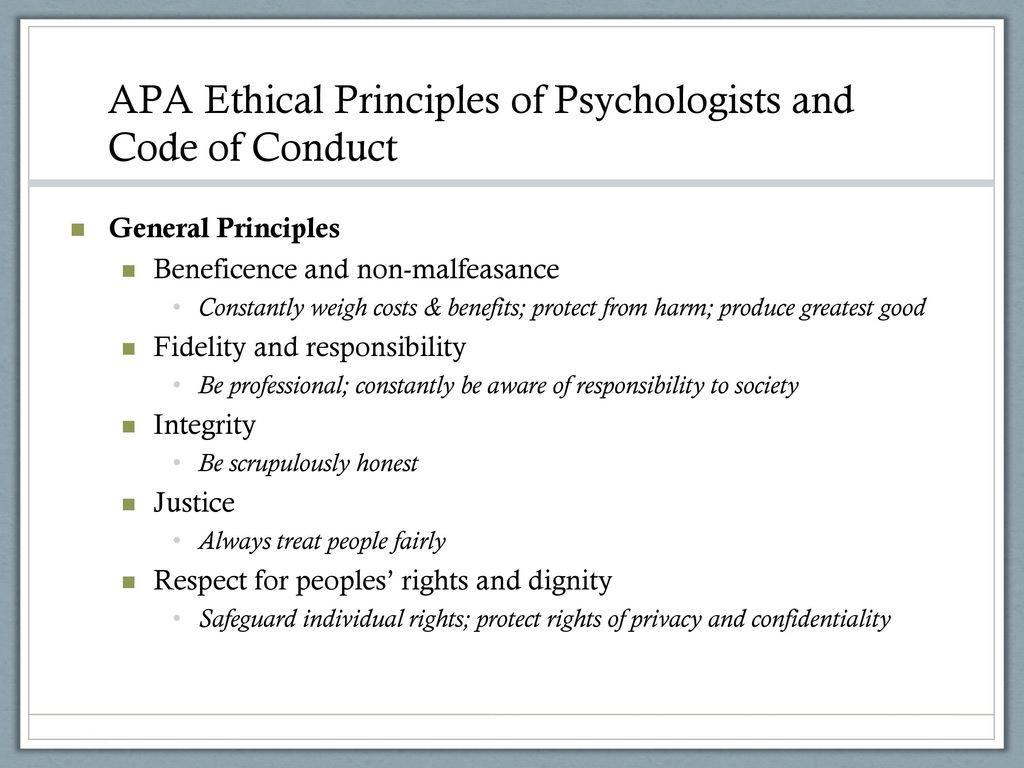 apa ethical standards for psychology experiments