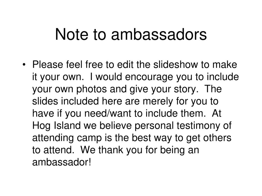 Note to ambassadors