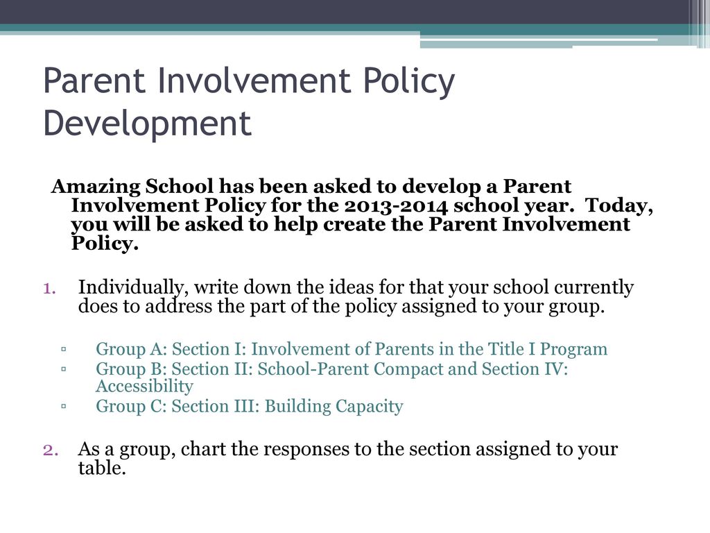 Revising the Parent Involvement Policy - ppt download