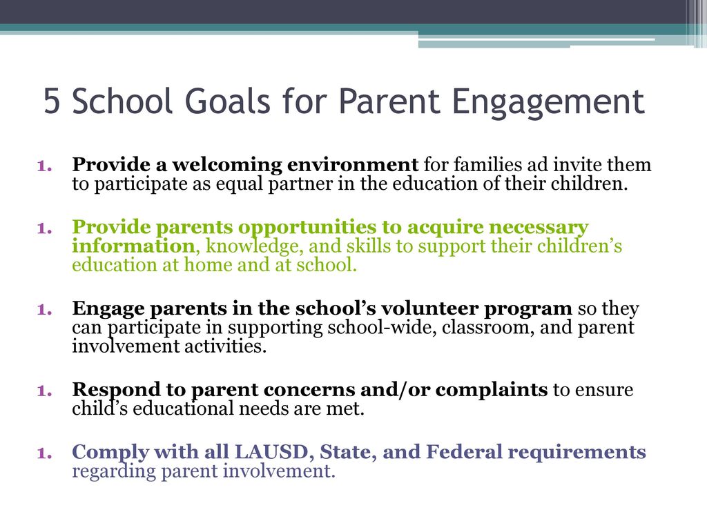 5 School Goals for Parent Engagement
