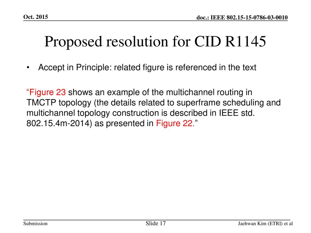 Proposed resolution for CID R1145