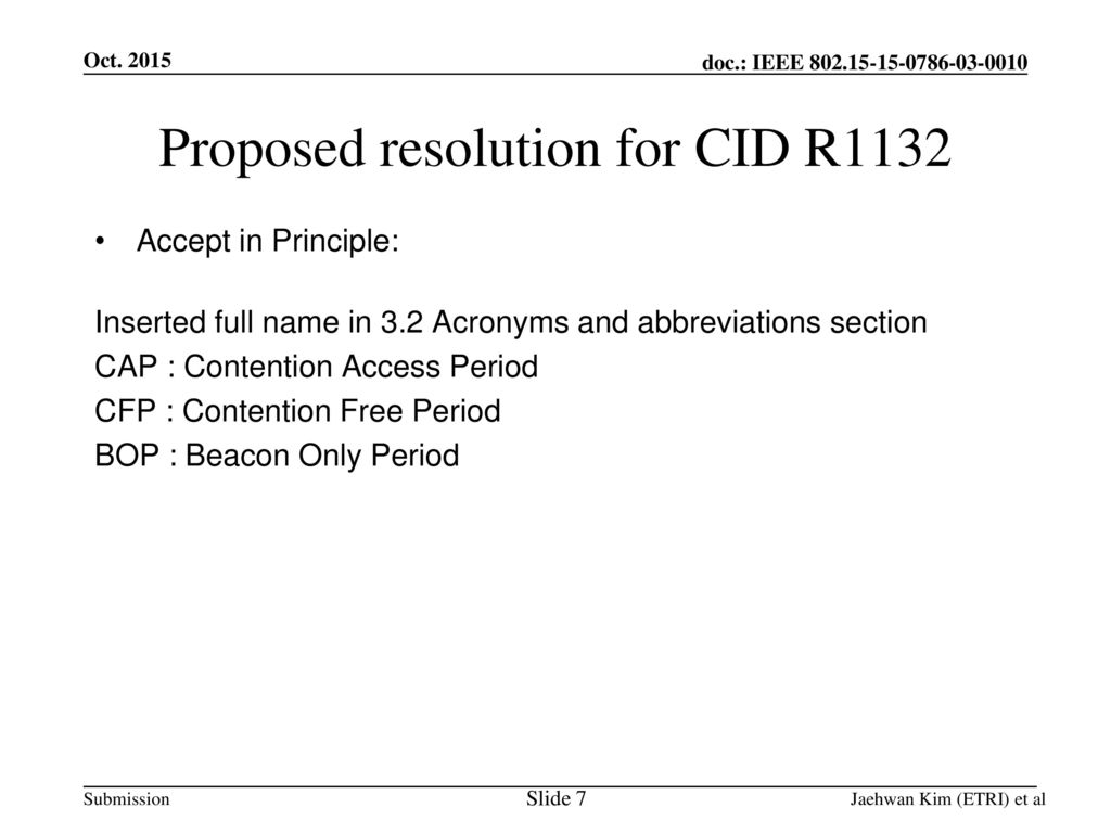 Proposed resolution for CID R1132