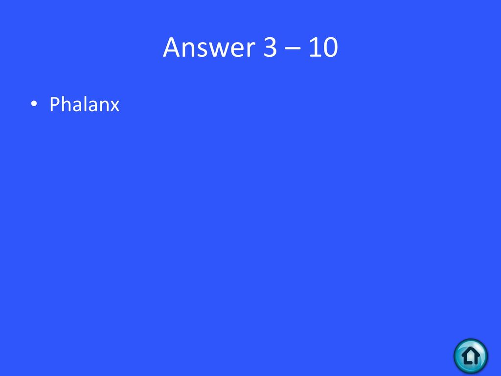Answer 3 – 10 Phalanx