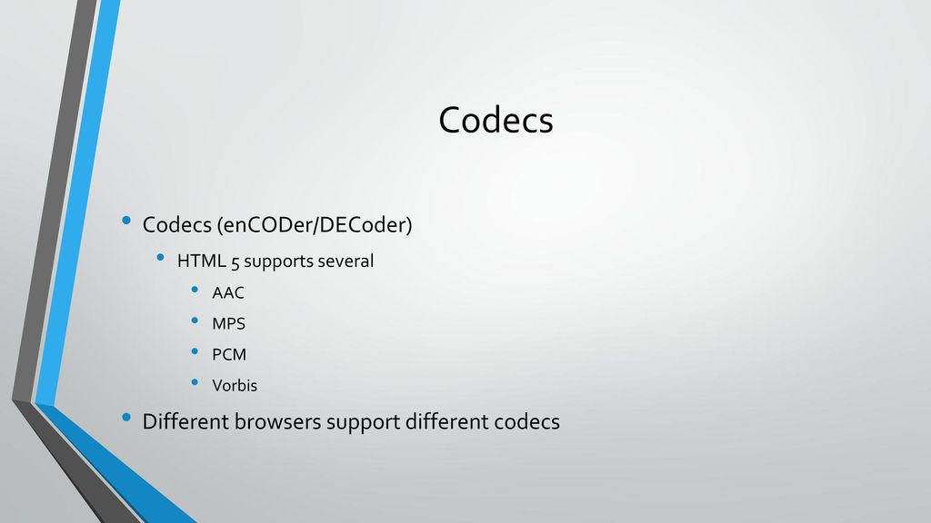 Codecs Codecs (enCODer/DECoder)