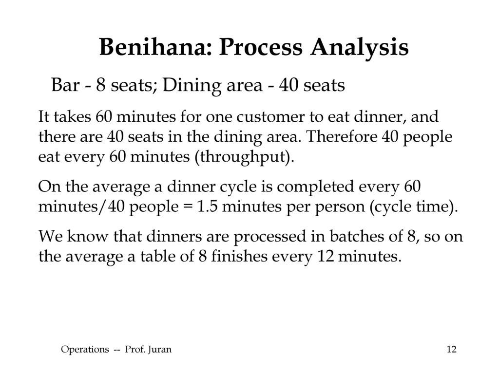 Benihana: Process Analysis