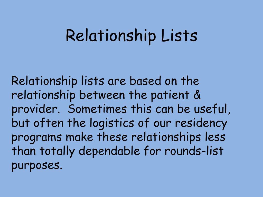 Relationship Lists