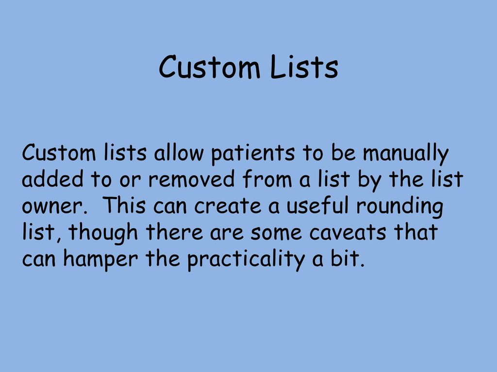 Custom Lists