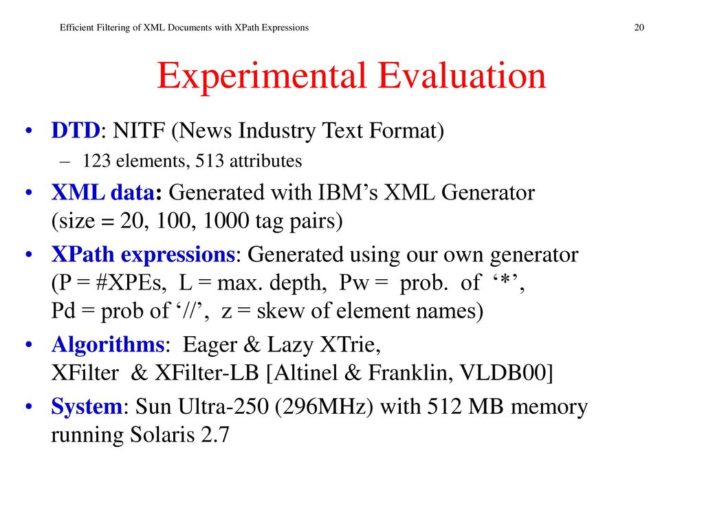 Efficient Filtering of XML Documents with XPath Expressions - ppt download