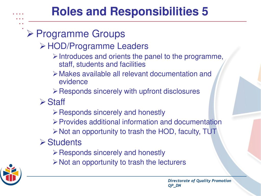Roles and Responsibilities 5