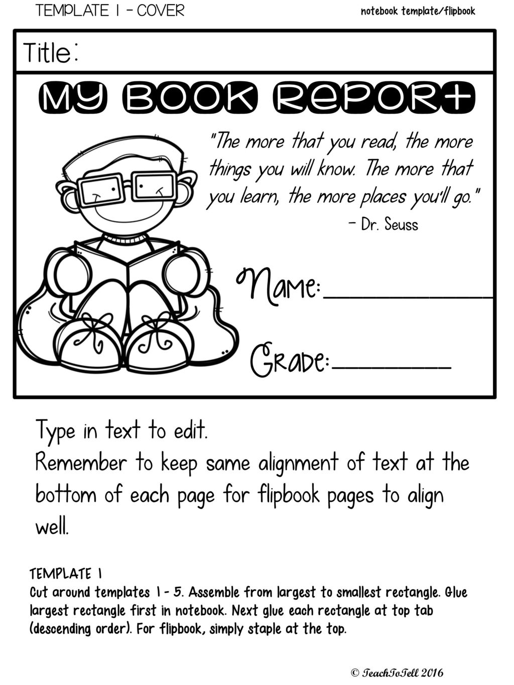 Book Report Template Grade 20 4057