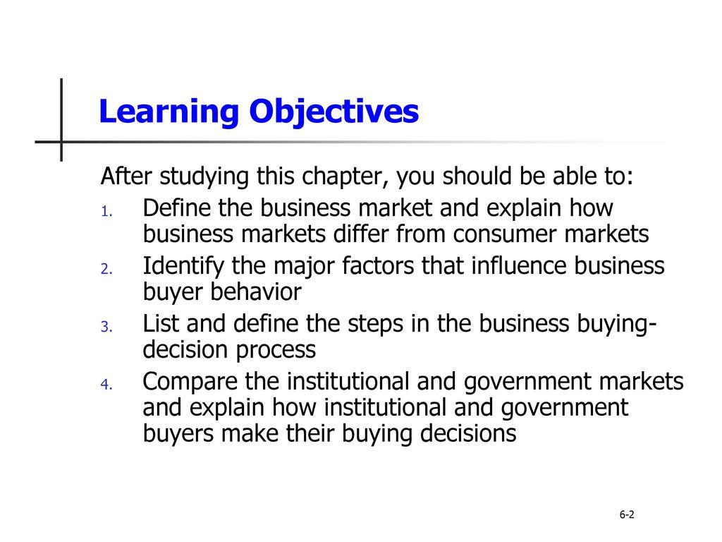 Learning Objectives After studying this chapter, you should be able to: