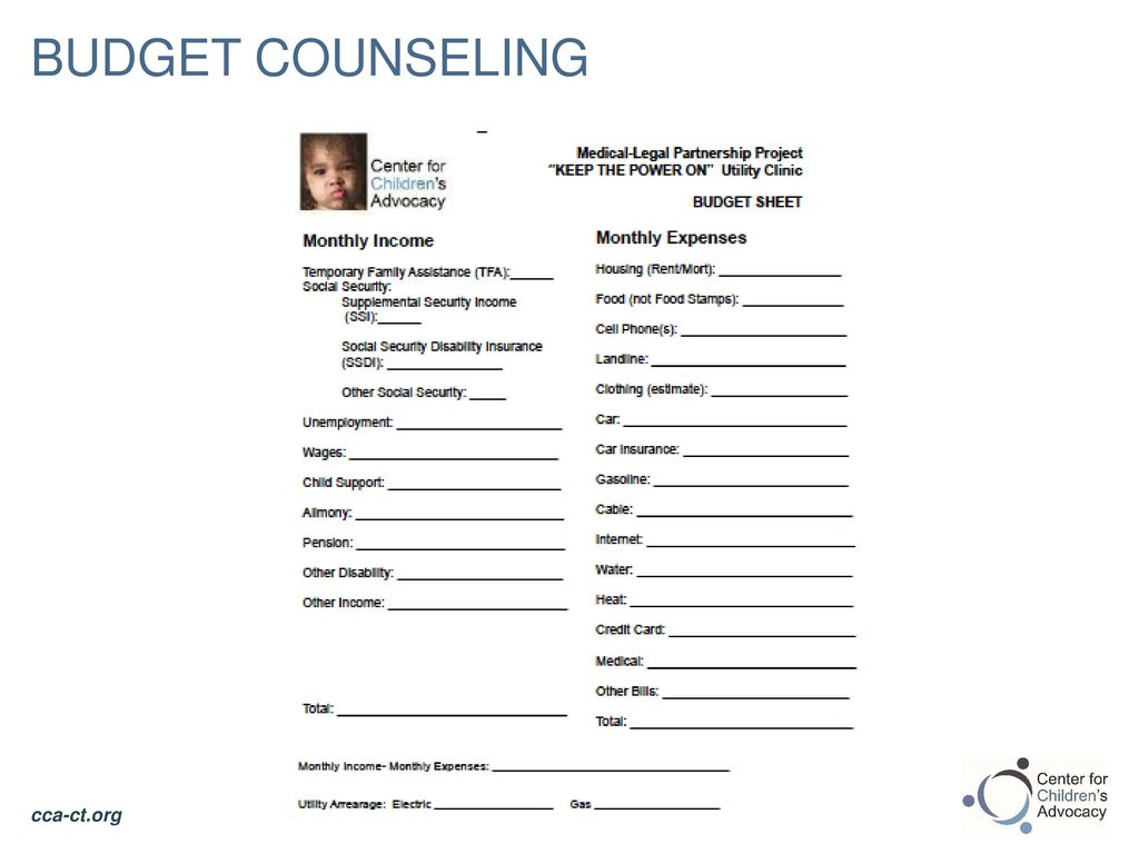 Budget Counseling Data source: Goes here cca-ct.org