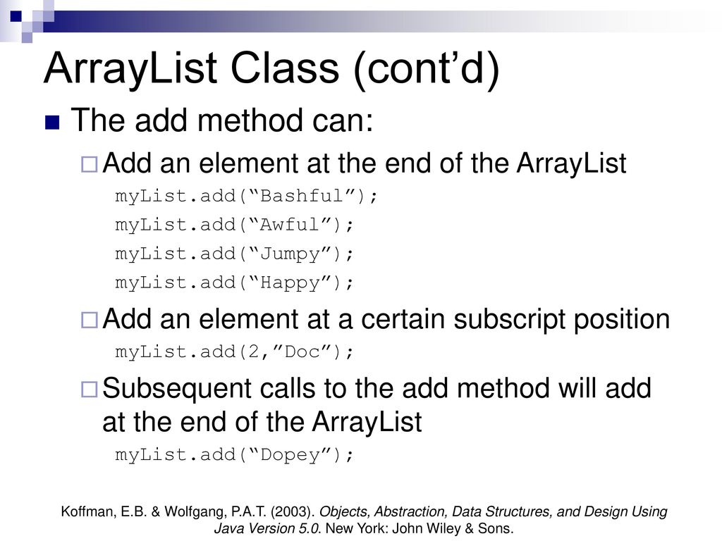 COMP 121 Week 9: ArrayList. - ppt download