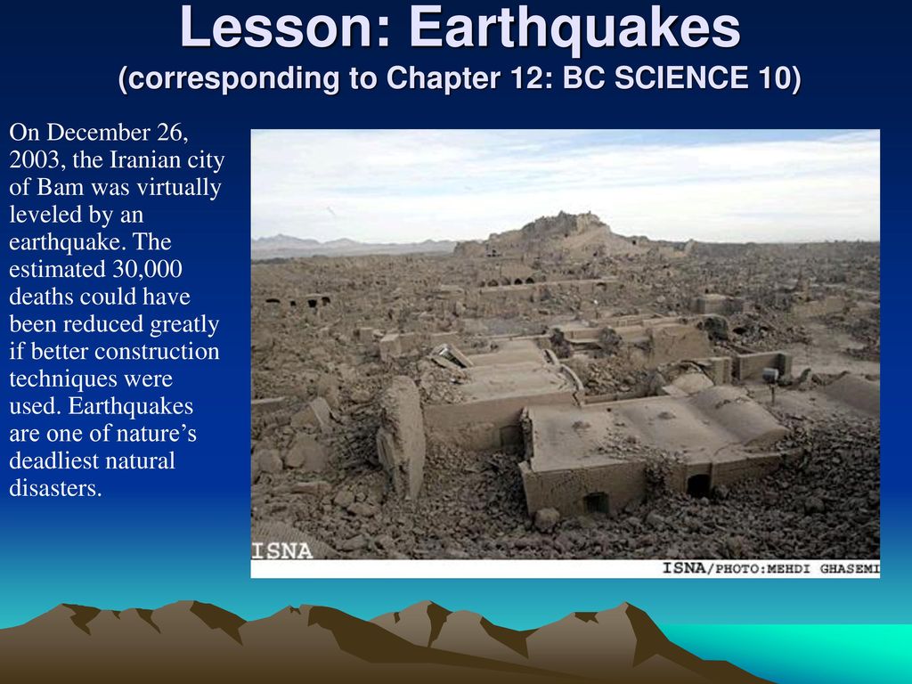 Lesson: Earthquakes (corresponding to Chapter 12: BC SCIENCE 10)