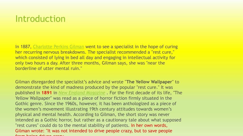 Graphic Organizer-Yellow Wallpaper - GKyshicorganize He The  reliabitityofnarrator Introduction - Studocu