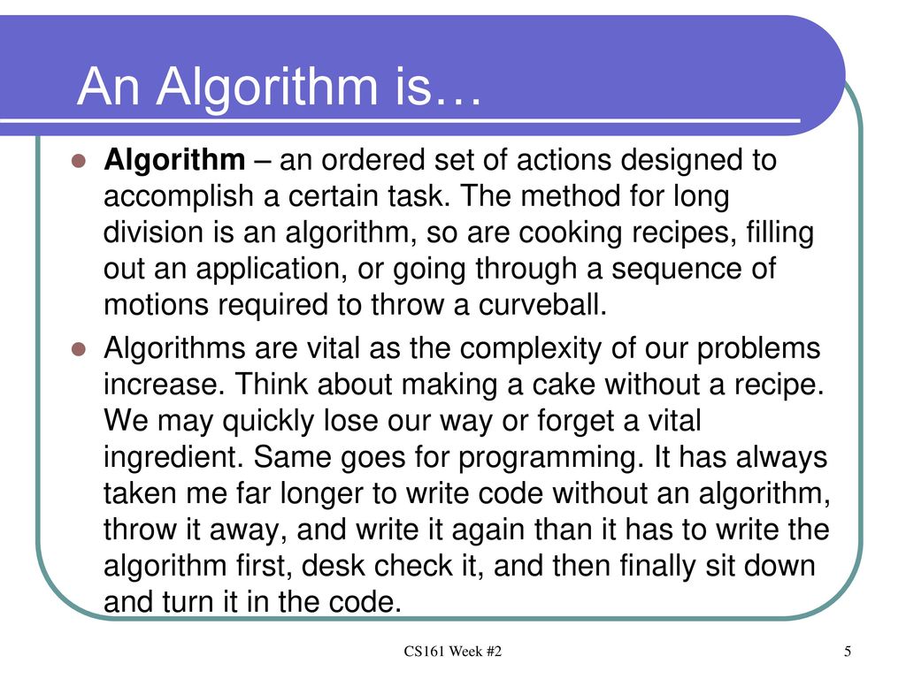Today in CS161 Week #2 Preparing to write programs Assignments - ppt ...