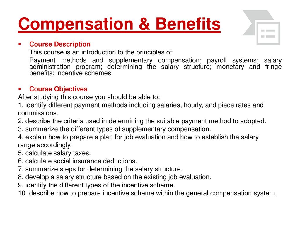 introduction to compensation and benefits