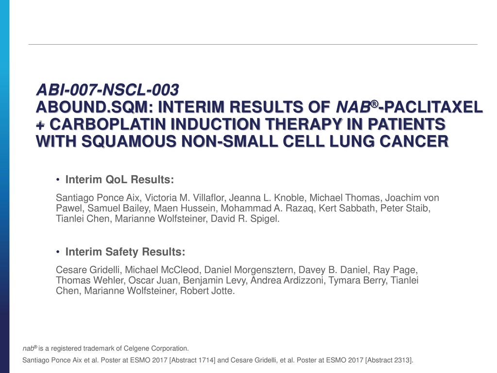 Abi 007 Nscl 003 Abound Sqm Interim Results Of Nab Paclitaxel