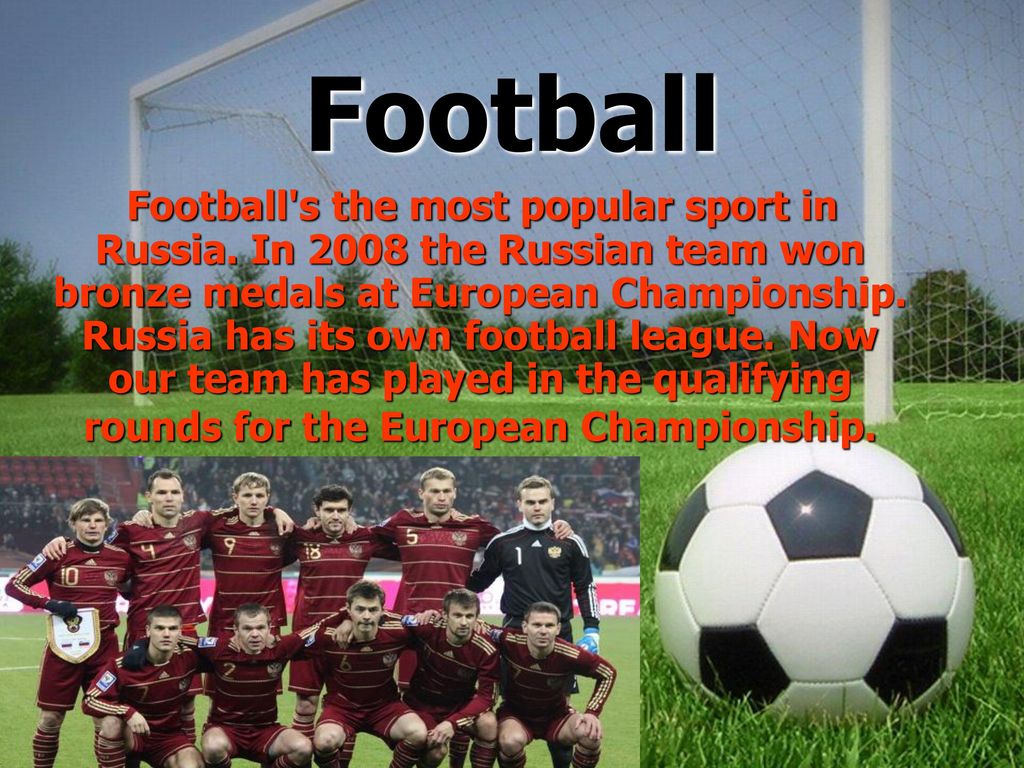 Football is are a popular sport. Презентация на английском по футболу. Sports in Russia презентация. Sport in Russia проект. Презентация по английскому языку спорт в России.