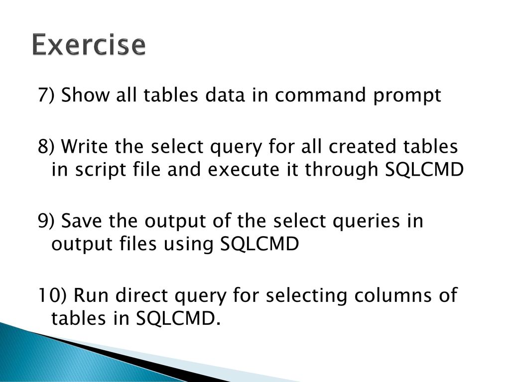 Using sql server through command prompt ppt download