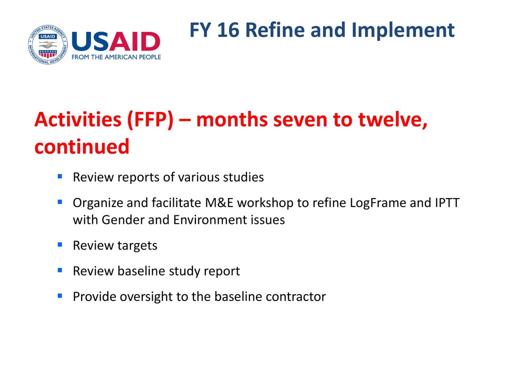 FY 16 Refine and Implement