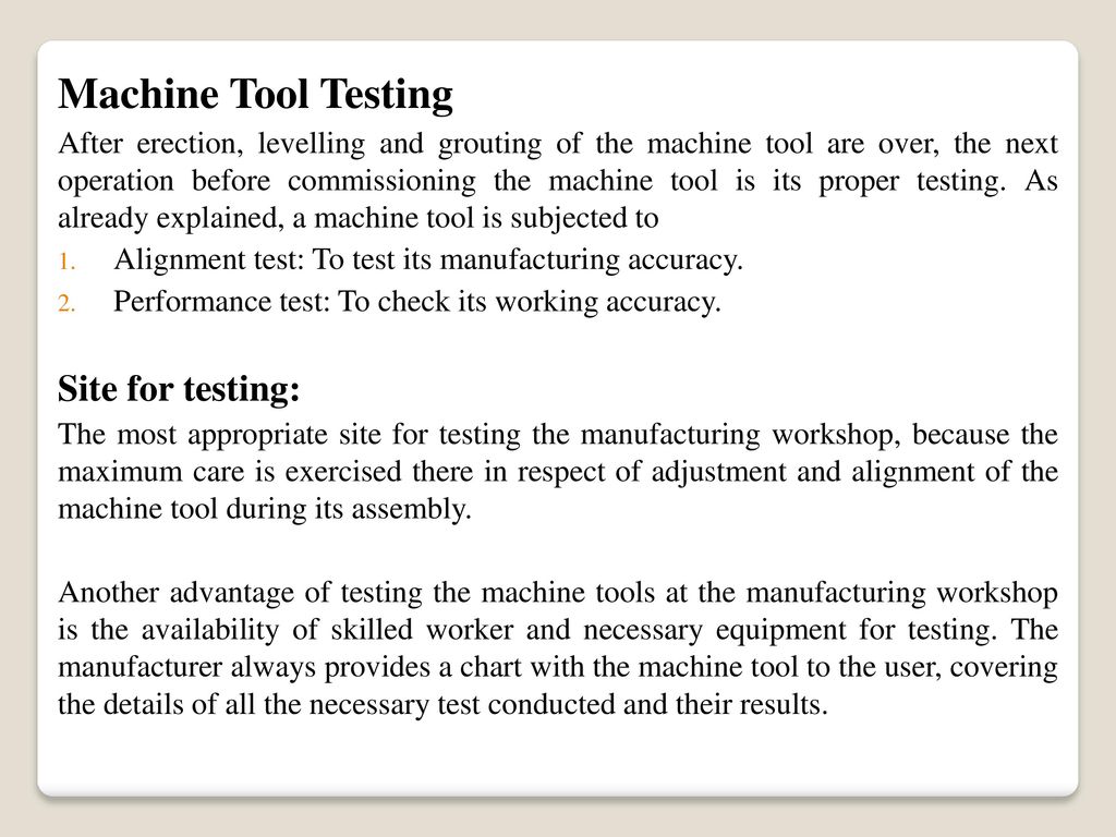 Test Chart For Lathe Machine
