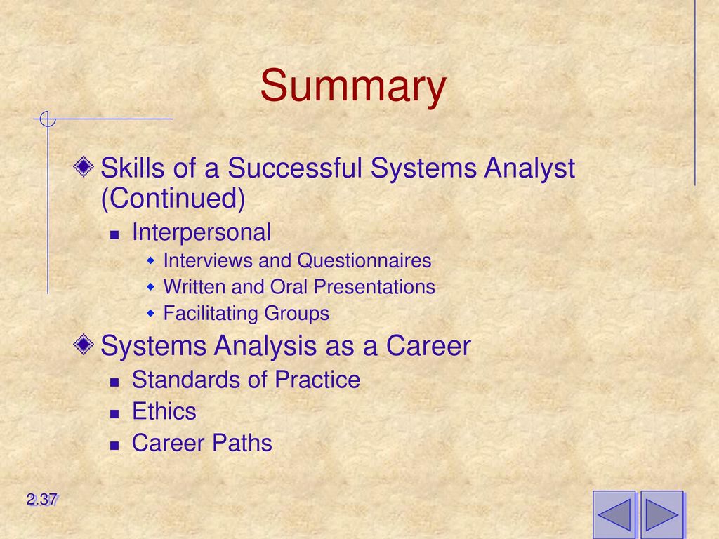 Summary Skills of a Successful Systems Analyst (Continued)