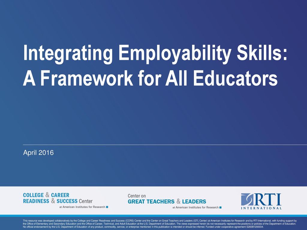 Integrating Employability Skills A Framework For All Educators Ppt Download