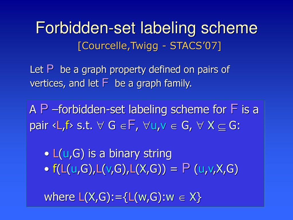 Labeling Schemes With Forbidden Sets Ppt Download