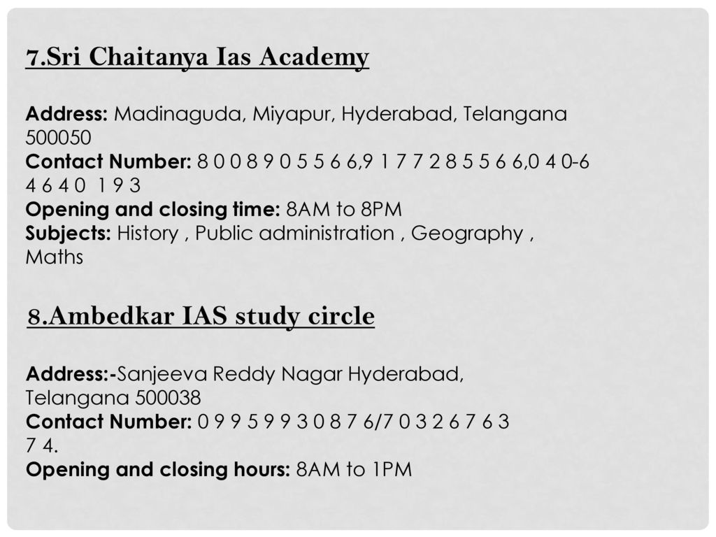 7.Sri Chaitanya Ias Academy