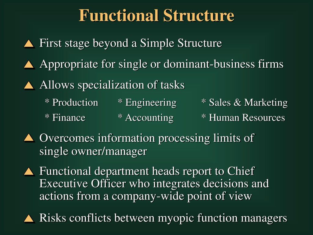 Functional Structure First stage beyond a Simple Structure