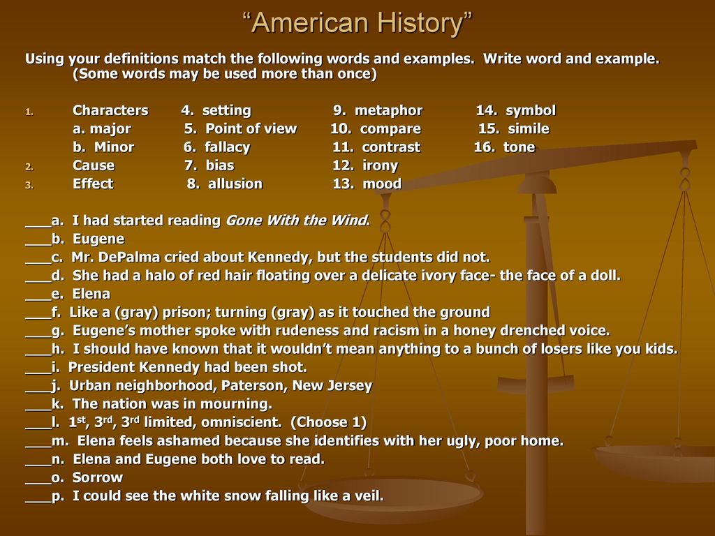 Write the words in the example