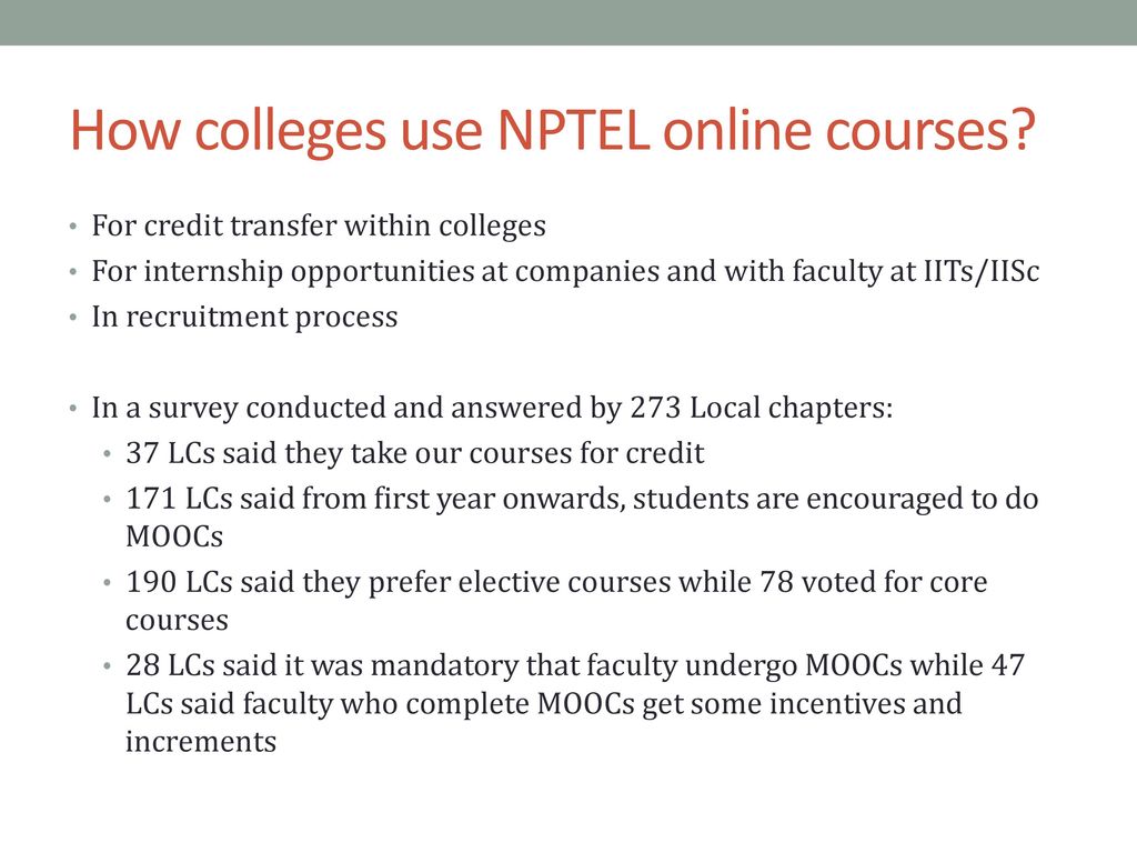 How colleges use NPTEL online courses