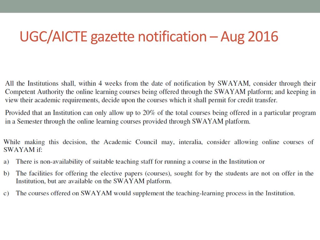 UGC/AICTE gazette notification – Aug 2016