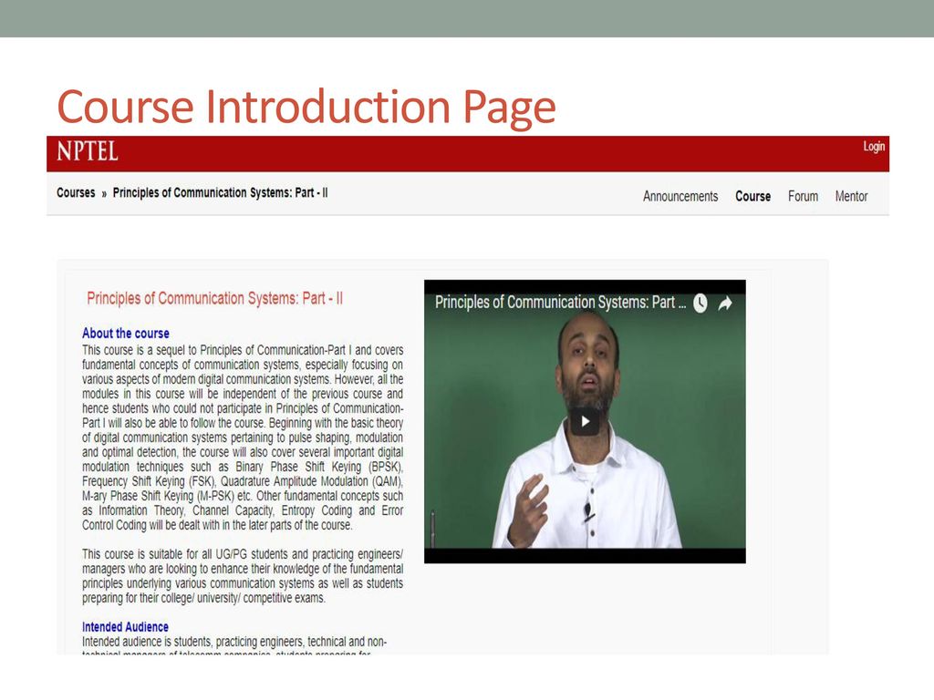 Course Introduction Page