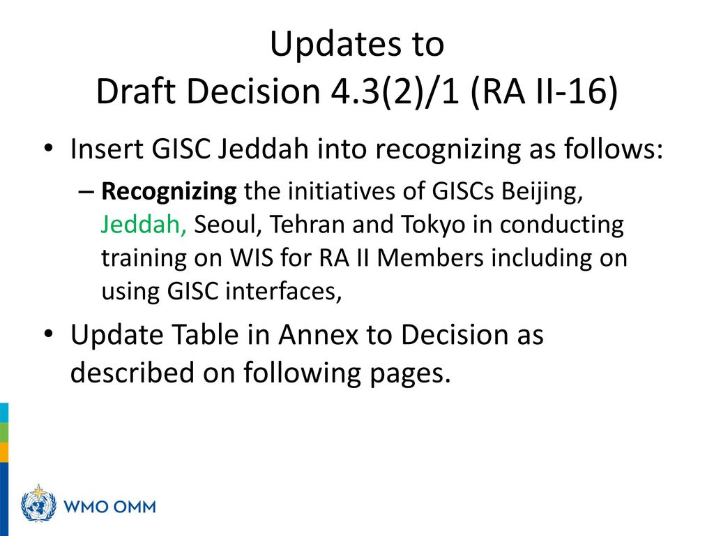 Updates to Draft Decision 4.3(2)/1 (RA II-16)