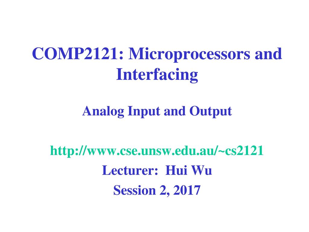 Comp2121 Microprocessors And Interfacing Ppt Download