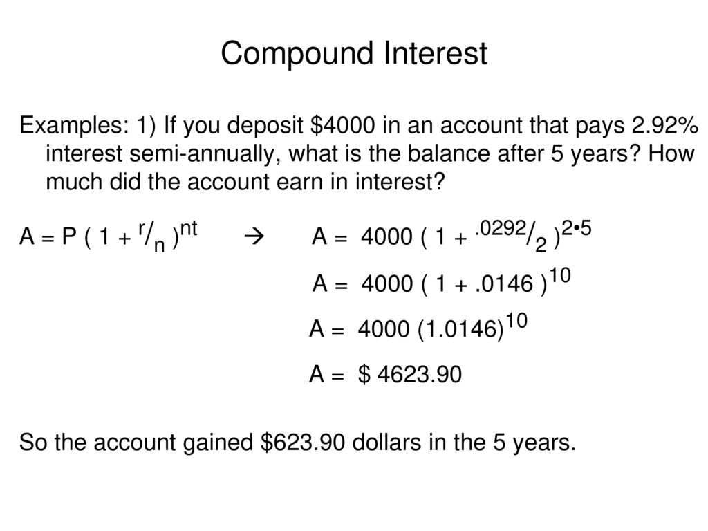 Compound Interest I Compound Interest A P 1 R N Nt Ppt Download