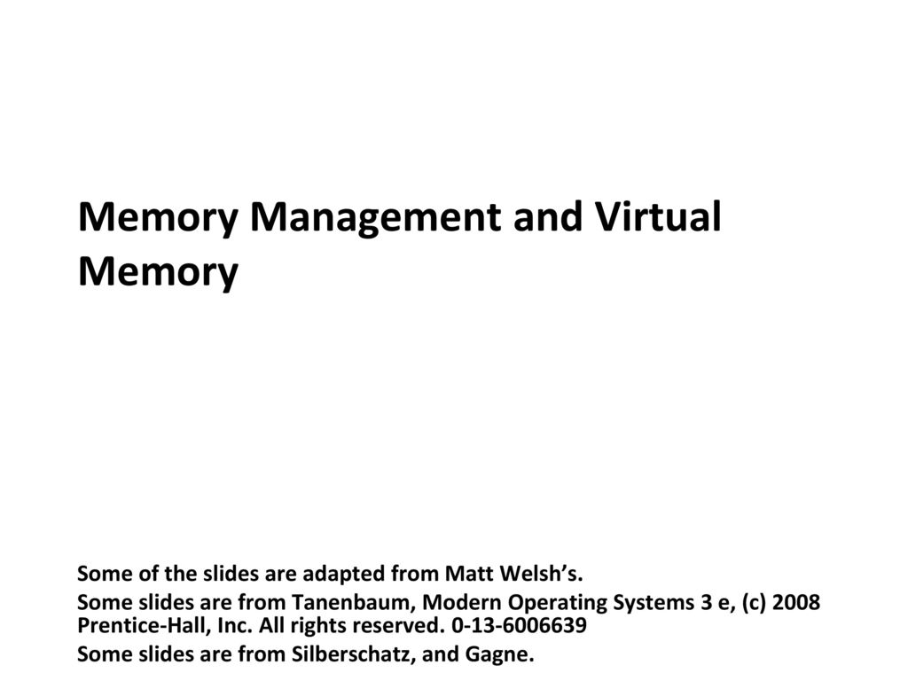 Memory Management and Virtual Memory