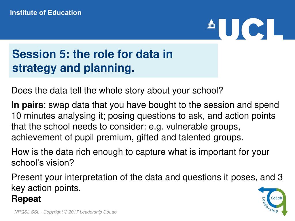 Session 5: the role for data in strategy and planning.