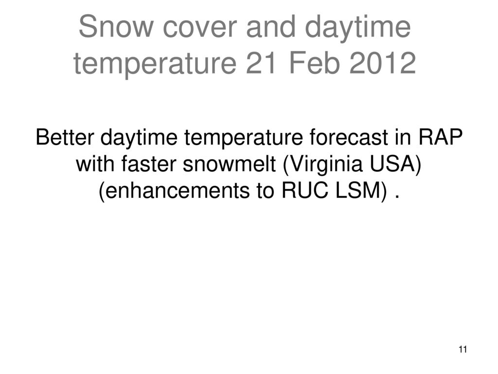 Snow cover and daytime temperature 21 Feb 2012