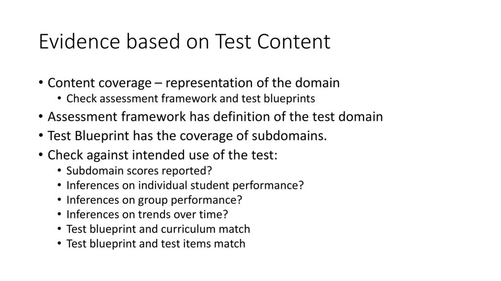 Evidence based on Test Content