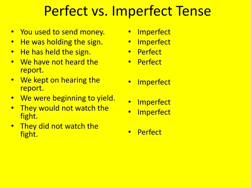 Perfect vs. Imperfect Tense.