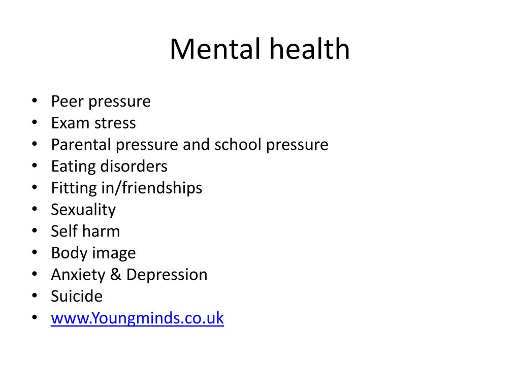 Mental health Peer pressure Exam stress