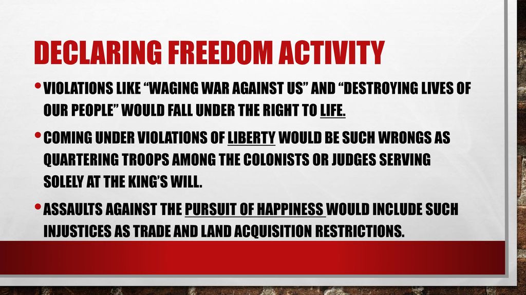 Declaring Freedom Activity