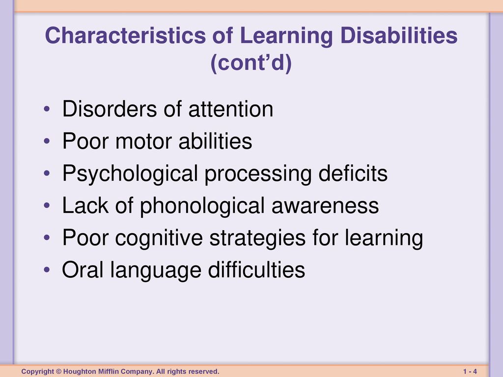 Chapter one learning disabilities definitions characteristics and
