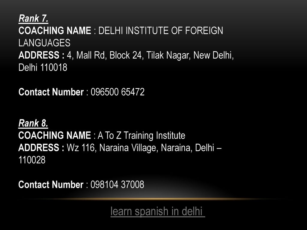 learn spanish in delhi Rank 7.