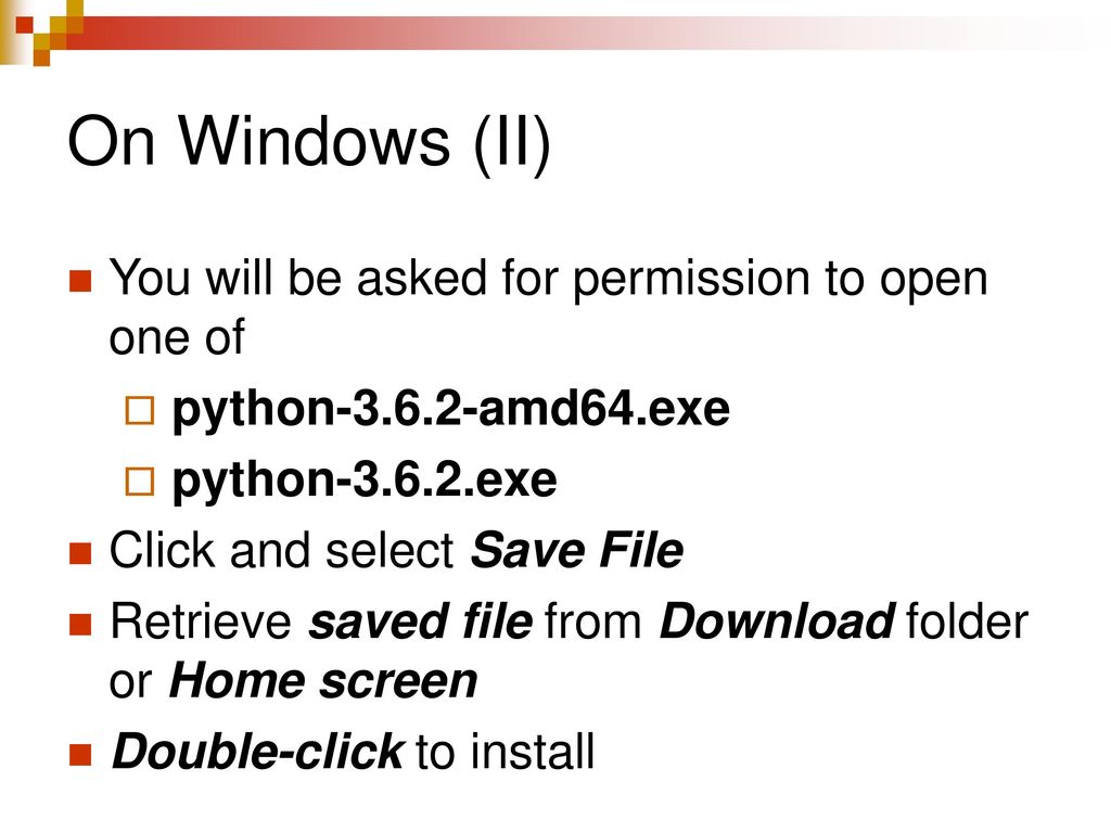 Installing python 3 cosc 1306 fall ppt download